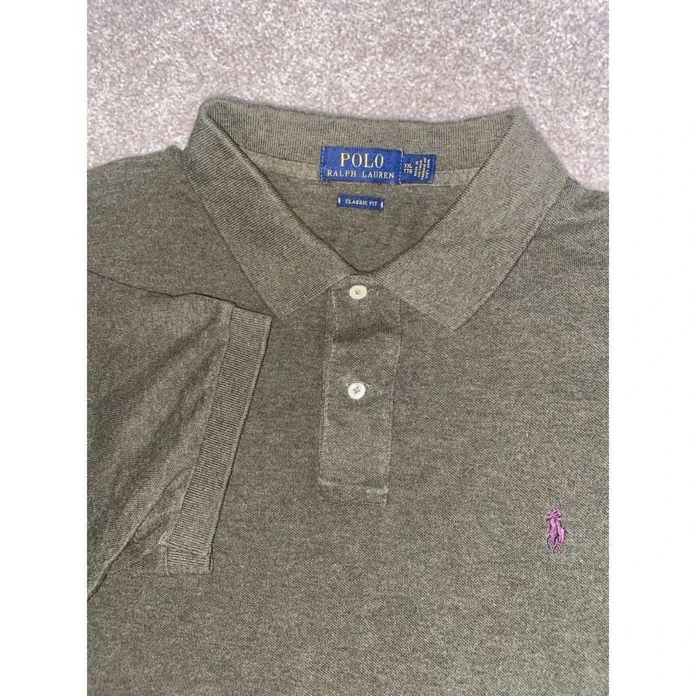 Polo Ralph Lauren Green Polo Shirt Purple‎ Pony Mens XXL Preppy Classic Fit Work